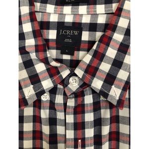 J. Crew Men’s Large Red & Navy Gingham Buttondown